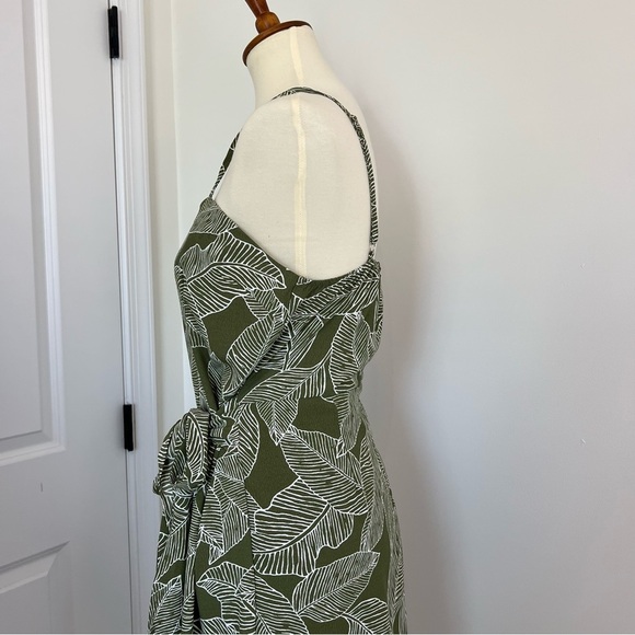 Blu Pepper Spaghetti Strap Square Neck Wrap Green Dress Lg Tropical Resortwear - Picture 4 of 10